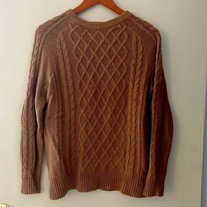 Women’s orange-brown cable knit pull over sweater